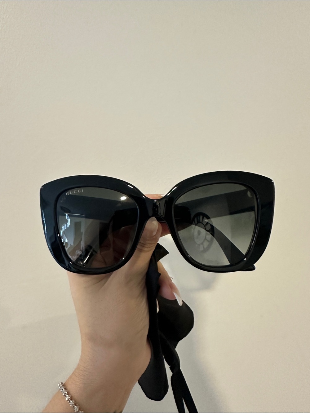 Gucci Black GG0327S Sunglasses with Gold GG Accents - Picture 7 of 11